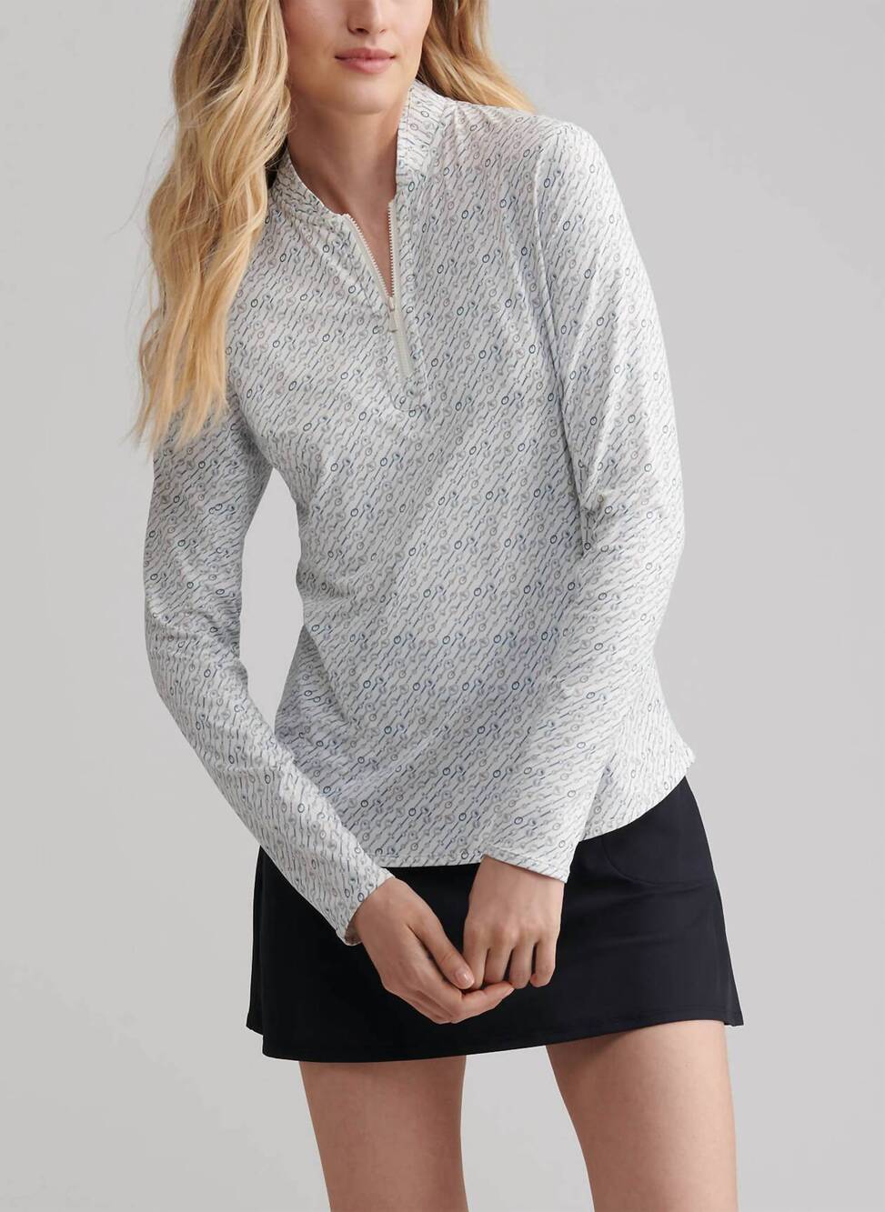 NEW PETER MILLAR social club lightweight long sleeve zip golf sun shirt in ivory